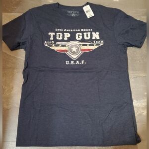 NWT Top Gun short sleeves tee shirt. Dark heathered blue. Size M.